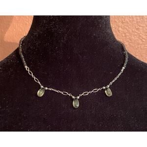 Smoky Topaz, Citrine and Sterling Silver Necklace